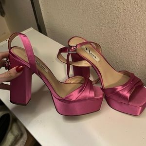 Nina pink satin platforms